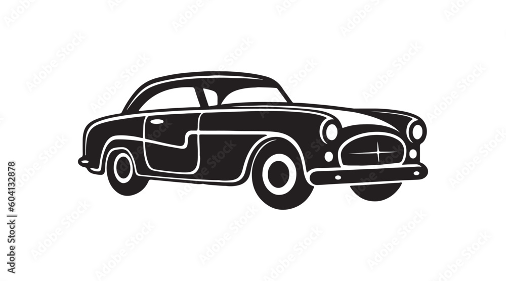Classic Car, black outline icon, on white background