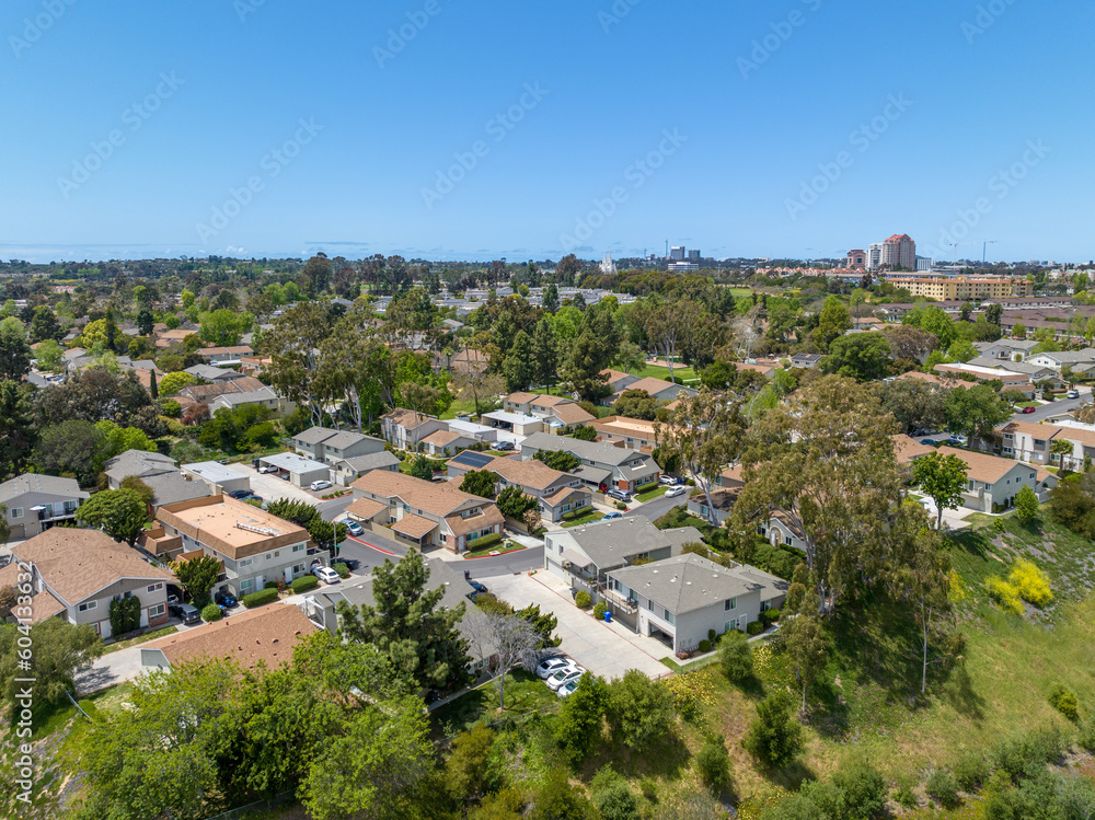Aerial view over houses and condos in San Diego, California, USA