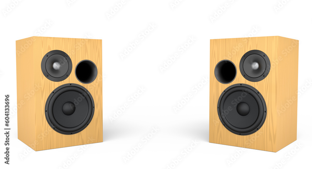 Hi-fi speakers with loudspeakers for sound recording studio on white background. Hi-fi speakers with loudspeakers for sound recording studio on white background.