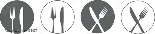 Set plate, fork and knife icons 