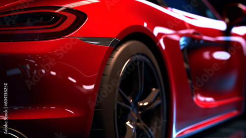 Closeup on front of generic and unbranded red color cars ,sport car wallpaper Ai Generative © adel