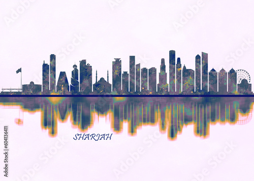 Sharjah Skyline. Cityscape Skyscraper Buildings Landscape City Background Modern Art Architecture Downtown Abstract Landmarks Travel Business Building View Corporate