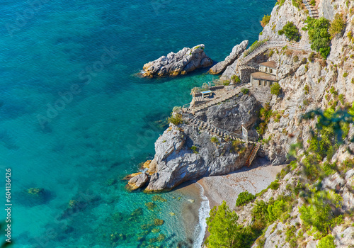 Breathtaking panoramic view from Conca dei Marini along the main road of the Amalfi Coast.