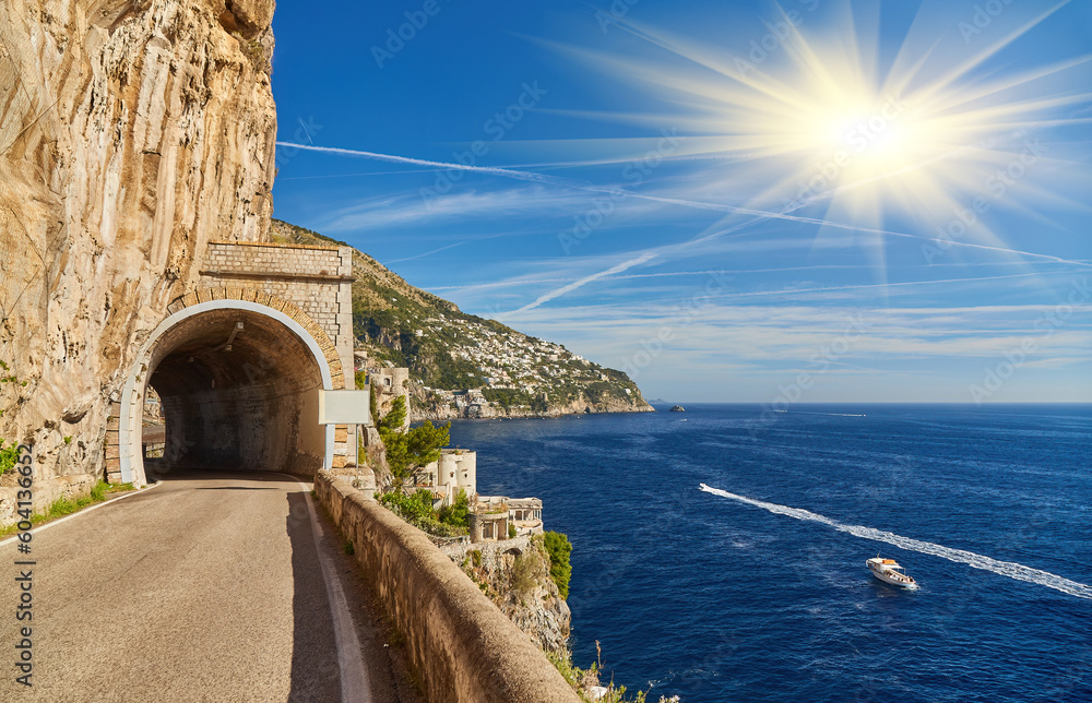 Characteristic tunnel in the Amalfi coast, Italy