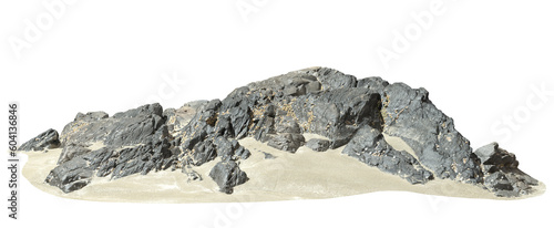 Fotografia Cut out rocks on sand beaches landscape 3d rendering png