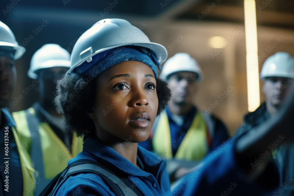 Woman engineer worker work in a building construction portrait generative ai Woman engineer worker work in a building construction portrait generative ai