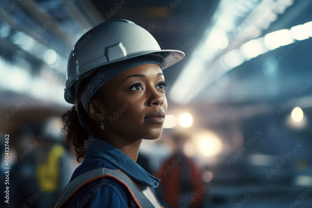 Woman engineer worker work in a building construction portrait generative ai Woman engineer worker work in a building construction portrait generative ai