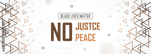 Black lives matter campaign banner with brown color triangle pattern, support black people to gain equal rights, human unity of different races, Stop racism, interracial community awareness