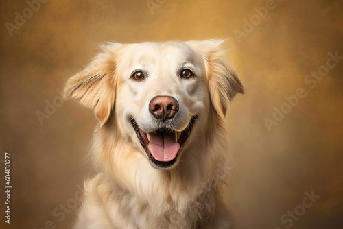 portrait of a smiling dog with a studio background © QuantumVisions