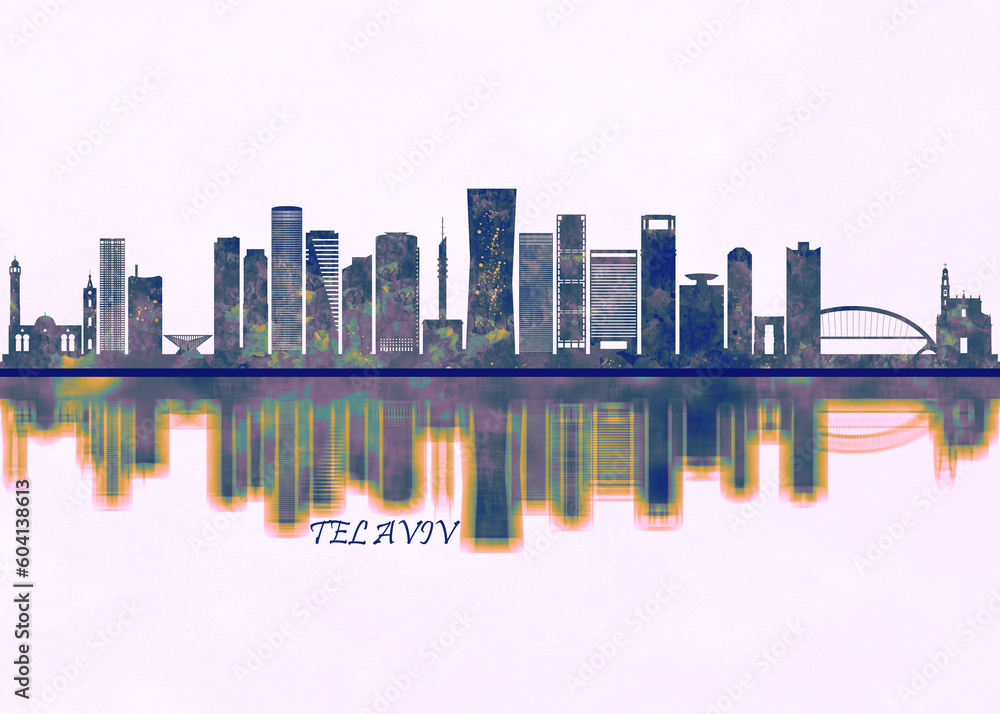Fototapeta premium Tel Aviv Skyline. Cityscape Skyscraper Buildings Landscape City Background Modern Art Architecture Downtown Abstract Landmarks Travel Business Building View Corporate