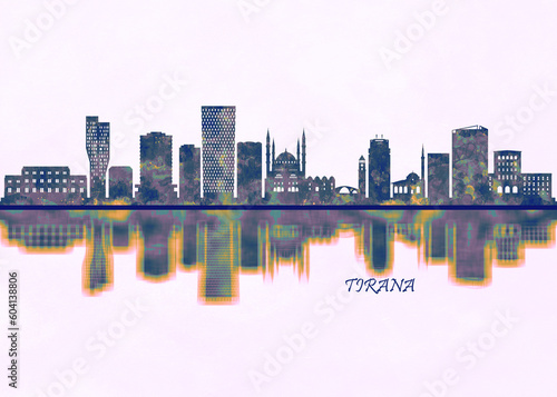 Tirana Skyline. Cityscape Skyscraper Buildings Landscape City Background Modern Art Architecture Downtown Abstract Landmarks Travel Business Building View Corporate