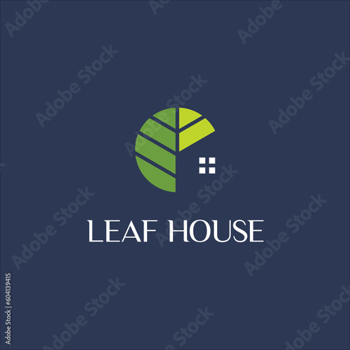 Leaf and house abstract logo vector