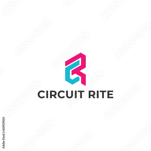 Abstract initial letter CR or RC logo in blue and pink color isolated in white background. Initial Letter CR Logo Lowercase, blue and pink, Modern and Simple Logo Design.