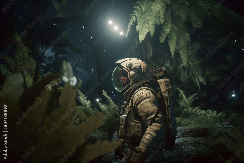 an astronaut in rainforest
created using generative AI tools