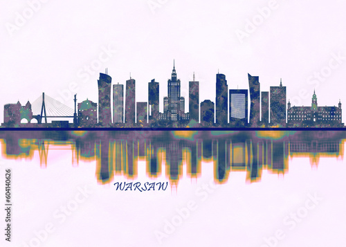 Warsaw Skyline. Cityscape Skyscraper Buildings Landscape City Background Modern Art Architecture Downtown Abstract Landmarks Travel Business Building View Corporate