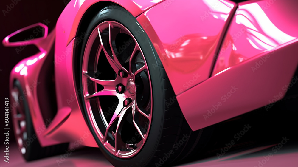  Closeup on front of generic and unbranded pink cars ,sport car wallpaper Ai Generative