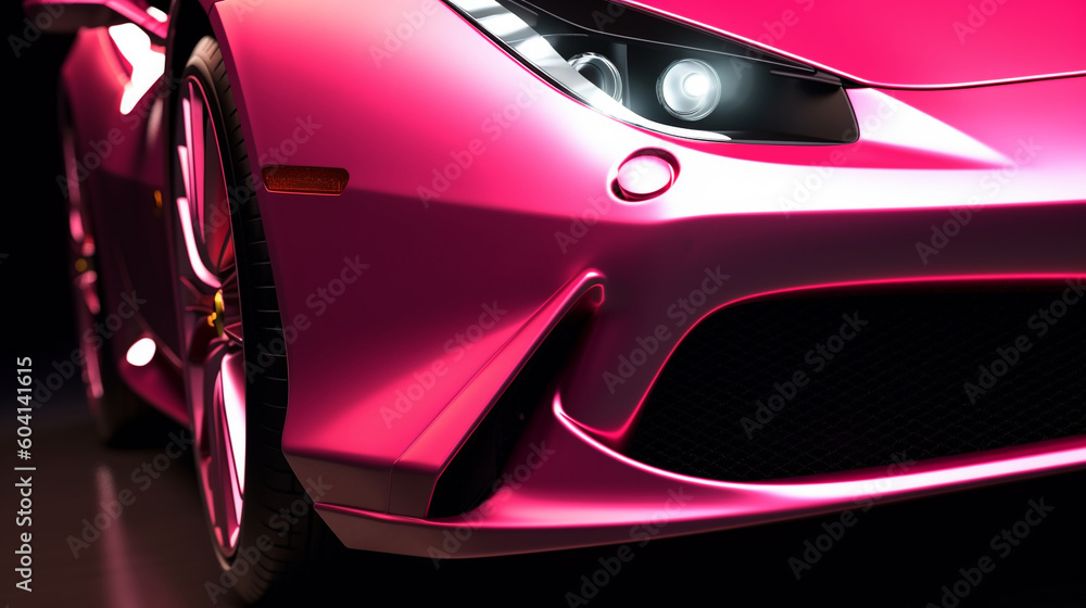  Closeup on front of generic and unbranded pink cars ,sport car wallpaper Ai Generative