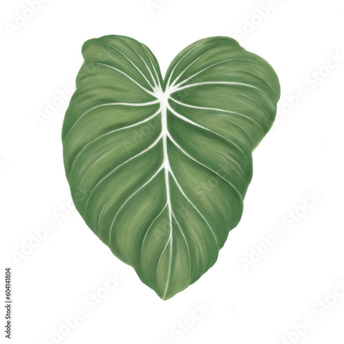 green leaf hand painting