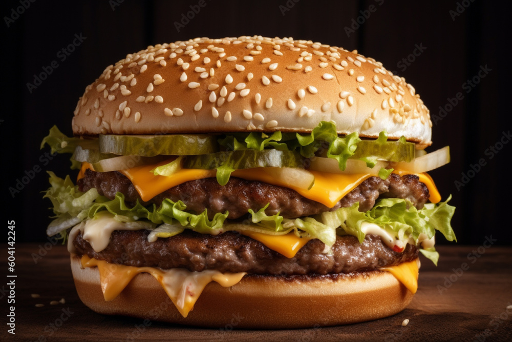 Tasty and delicious hamburger product photography. Ai generated Tasty and delicious hamburger product photography. Ai generated