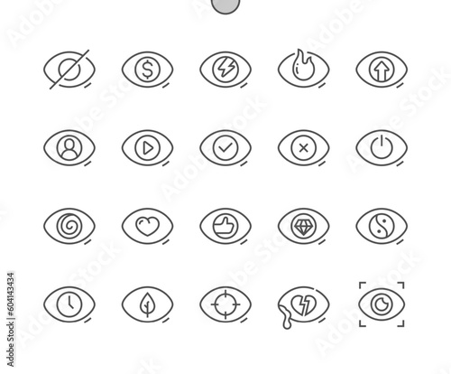 Eye and vision. View person and other. Eyesight. Pixel Perfect Vector Thin Line Icons. Simple Minimal Pictogram