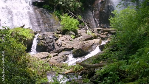 Georgia Anna Ruby Falls  A zoom in on water flowing over rocks at Anna Ruby Falls
