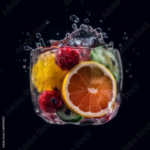 fruit  ice  frozen  fresh  food  salad  dessert  strawberry  sweet  healthy  orange  bowl  fruits  cocktail  red  kiwi  white  melon  glass  breakfast  isolated  fruit salad  generative ai