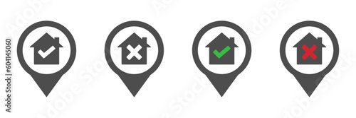  Correct and incorrect house location vector icons photo
