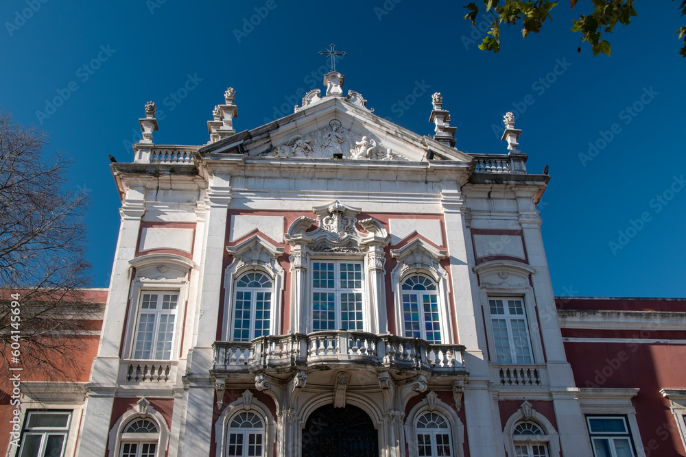 Facade of Catholic church in Lisbon, Portugal