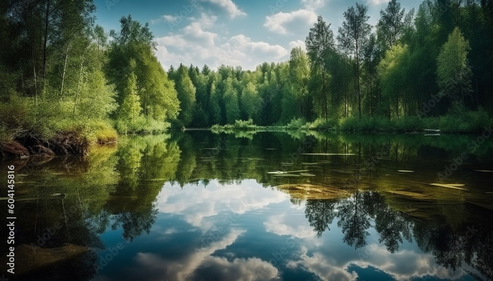 Tranquil scene of natural beauty at dawn generated by AI Tranquil scene of natural beauty at dawn generated by AI