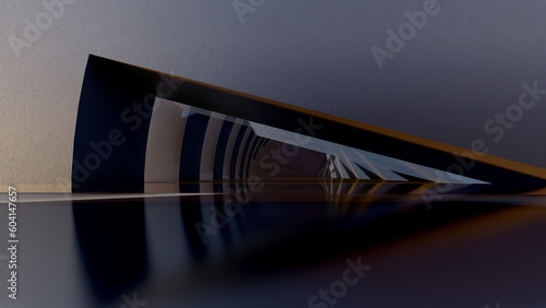 Abstract architecture background geometric arched building 3d render