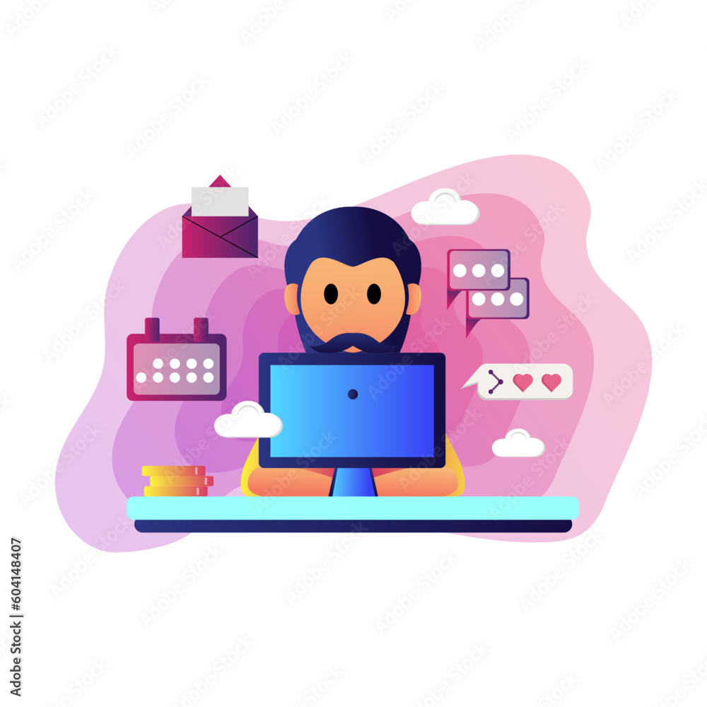 Work remotely Customizable Disproportionate Illustration Work remotely Customizable Disproportionate Illustration