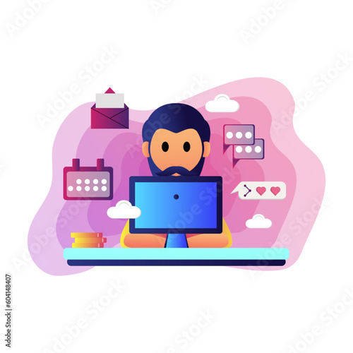 Work remotely Customizable Disproportionate Illustration