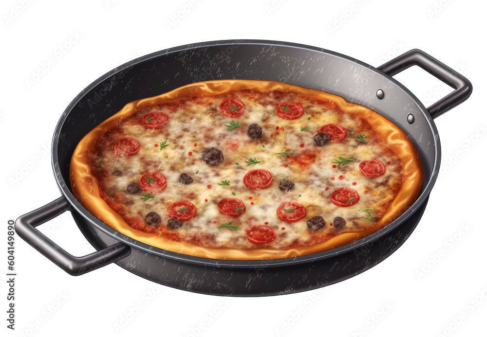 Pizza pan on transparent background. Generative AI.