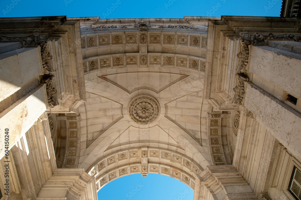 Fototapeta premium Lisbon, Portugal, the famous arch on Praca do Comercio