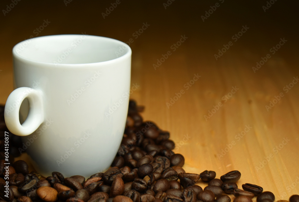cup of coffee with beans