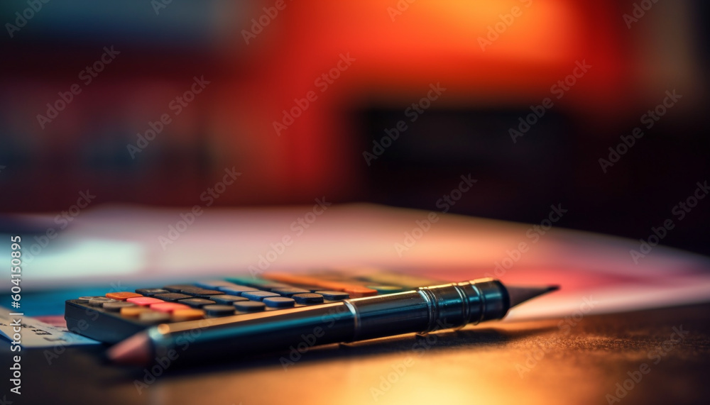 Fototapeta premium Business finance chart on desk, selective focus generated by AI