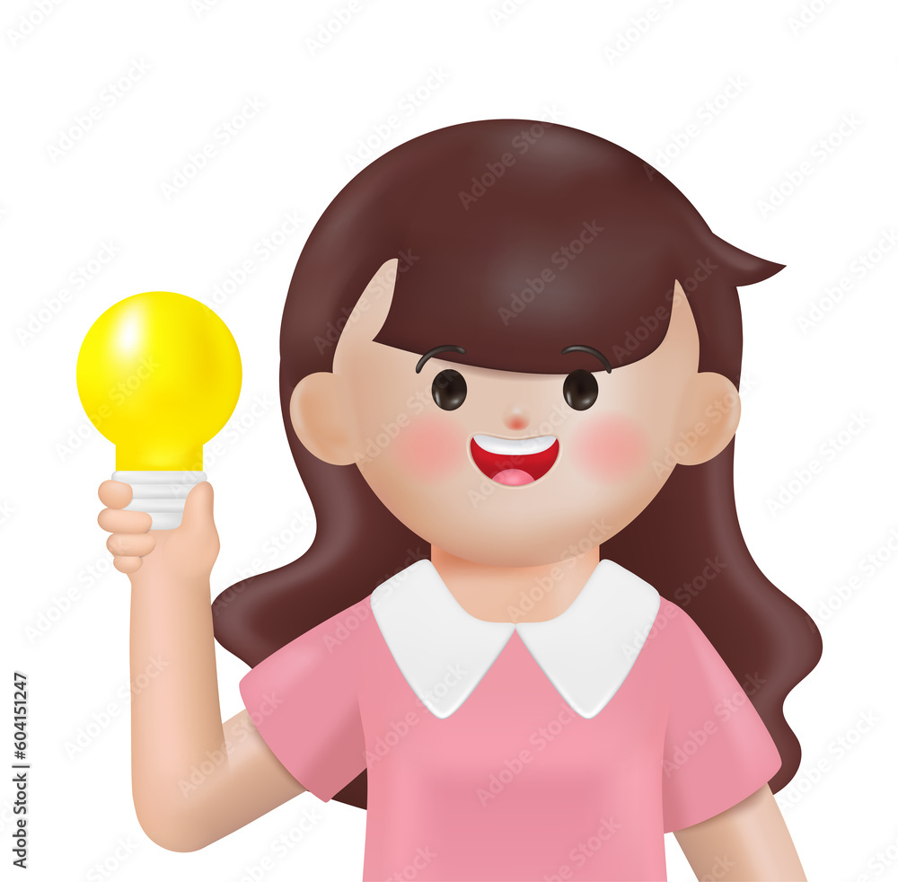 3D idea of businesswoman with lamp on hand holding in background. 3d bulb vector render for finance, investment, light bulb in hand like idea make earning . 3d rendering isolated character. 3D idea of businesswoman with lamp on hand holding in background. 3d bulb vector render for finance, investment, light bulb in hand like idea make earning . 3d rendering isolated character.
