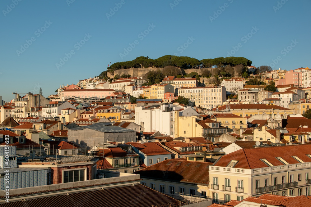 European cityscape, view of the rooftops in Portuguese city, Lisbon, Portugal, January 29, 2023