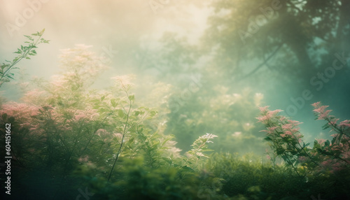Tranquil meadow, wildflowers bloom in the sunlight generated by AI