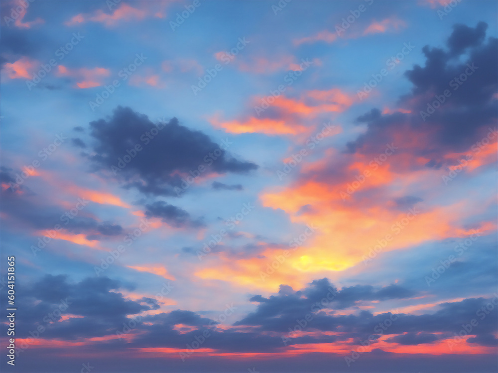 Cloudy Blue Sky Landscape sunset