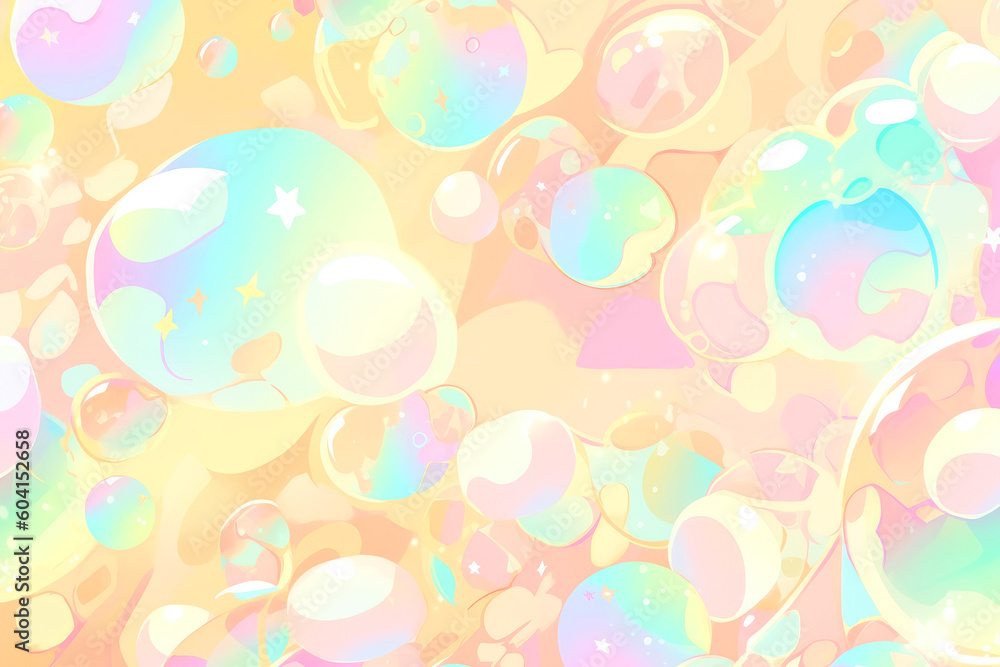 cute hologram y2k pastel neon bubbles background
