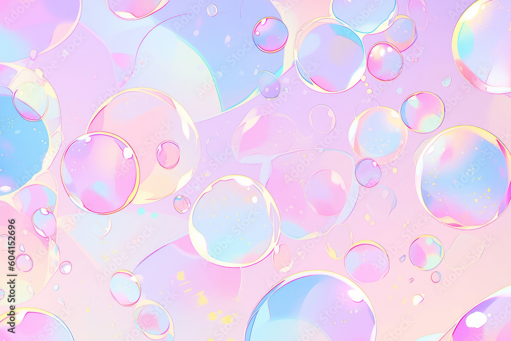 cute hologram y2k pastel neon bubbles background