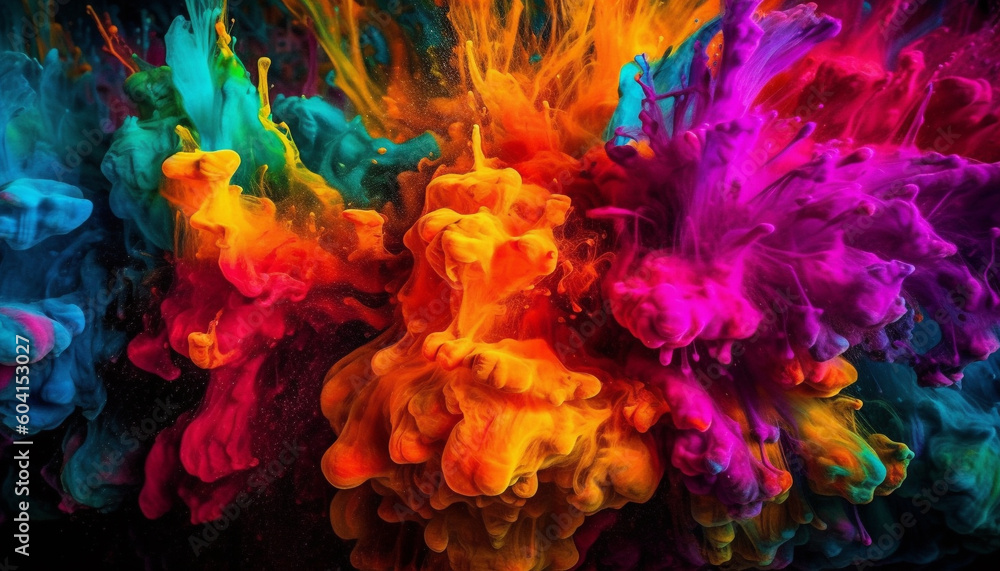 Purple liquid wave exploding in futuristic space generated by AI Purple liquid wave exploding in futuristic space generated by AI