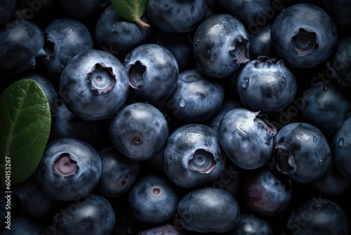 Blueberry close up. Abstract summer background of blueberries. Generative AI