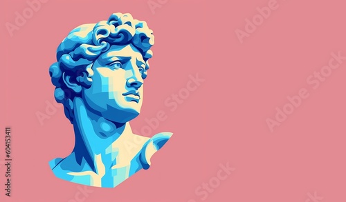 Contemporary art with antique statue head. Gypsum head statue. Generative AI