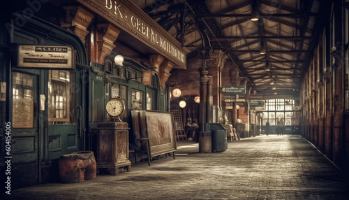 Dark history illuminated through old fashioned architecture generated by AI