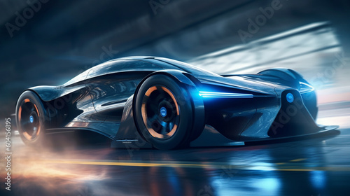Electric modern sport car running   wallpaper illustration. Created with Generative AI technology 