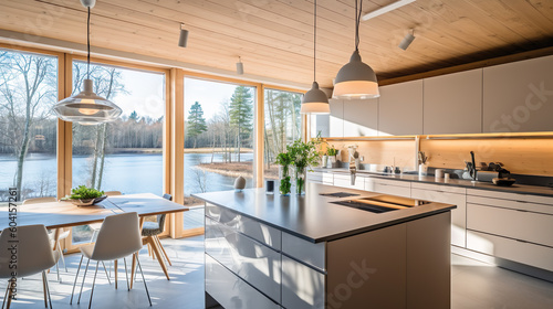 Cuisine en harmonie au bord du lac