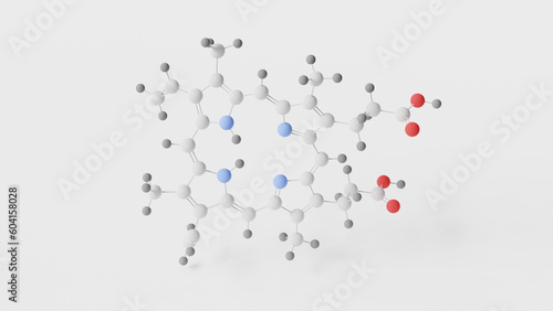 protoporphyrin ix molecule 3d, molecular structure, ball and stick model, structural chemical formula porphyrin photo