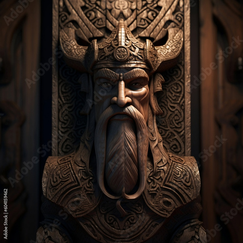Viking wood sculpture